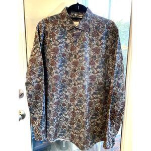 haupt Modern Fit Multicolor B&W Houndstooth Floral Button Down Shirt Size EU L